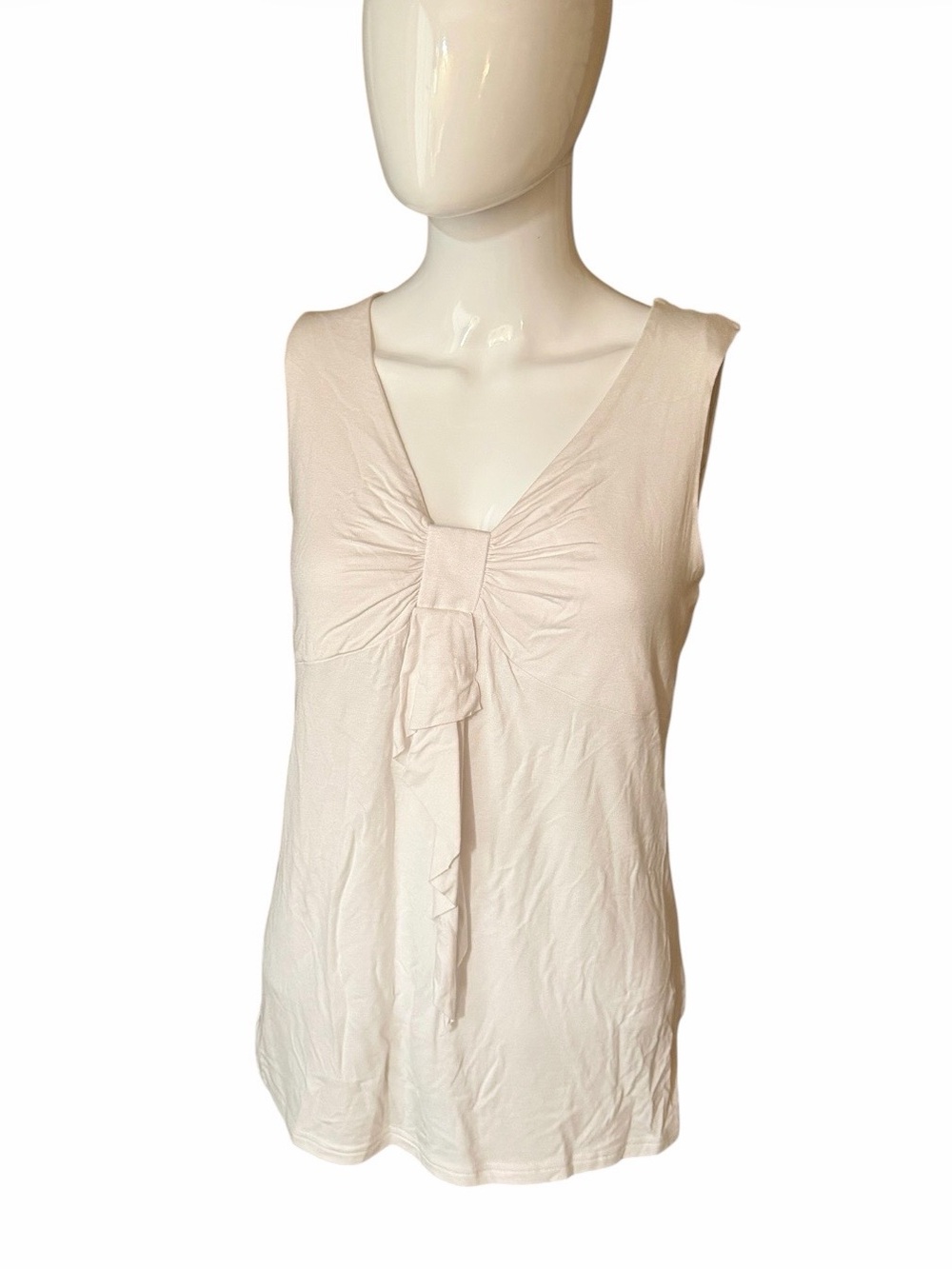 Sleeveless V-Neck Tie-Front Tank Top - Cream